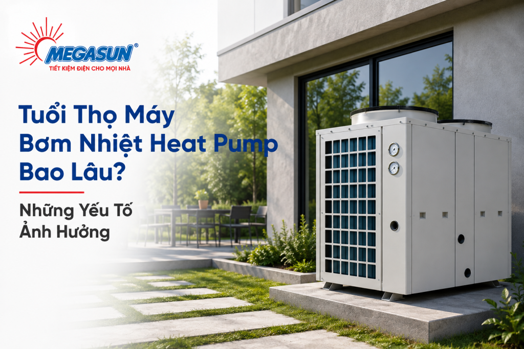 Tuổi thọ máy bơm nhiệt Heat Pump phụ thuộc vào chất lượng thiết bị, môi trường lắp đặt, tần suất vận hành và chế độ bảo trì định kỳ.