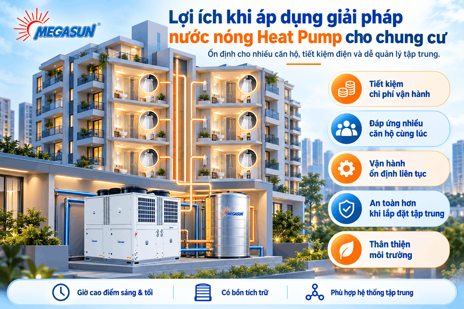 Lợi ích khi áp dụng giải pháp nước nóng Heat Pump cho chung cư