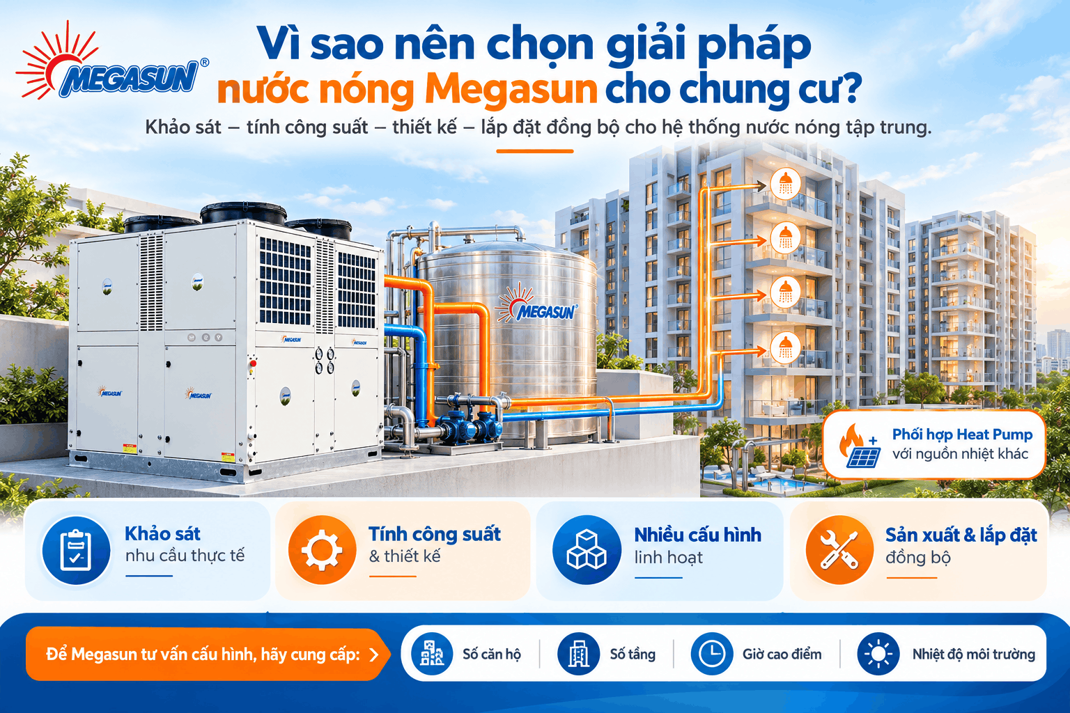 Vì sao nên chọn giải pháp nước nóng Megasun cho chung cư?