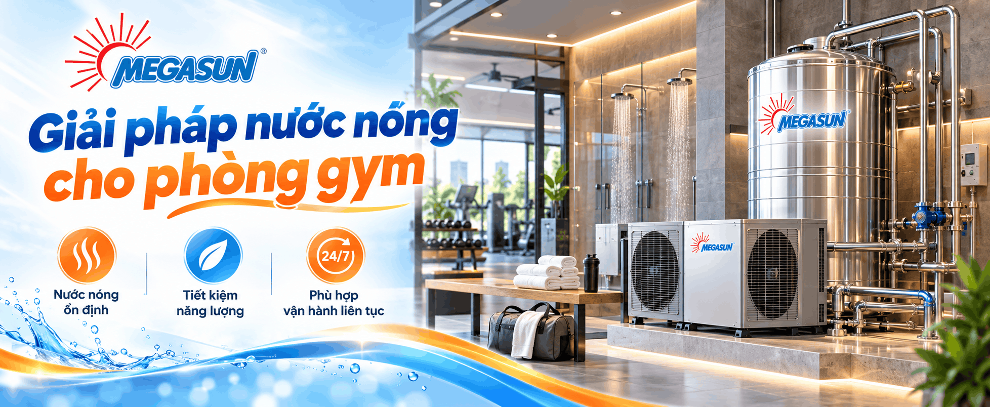 giải pháp nước nóng cho phòng gym