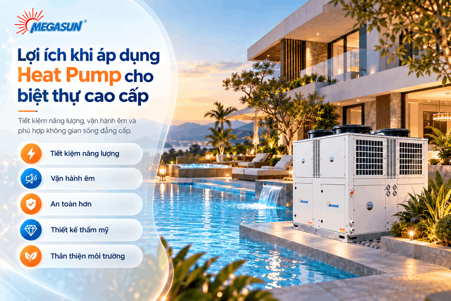 Lợi ích khi áp dụng Heat Pump cho biệt thự cao cấp